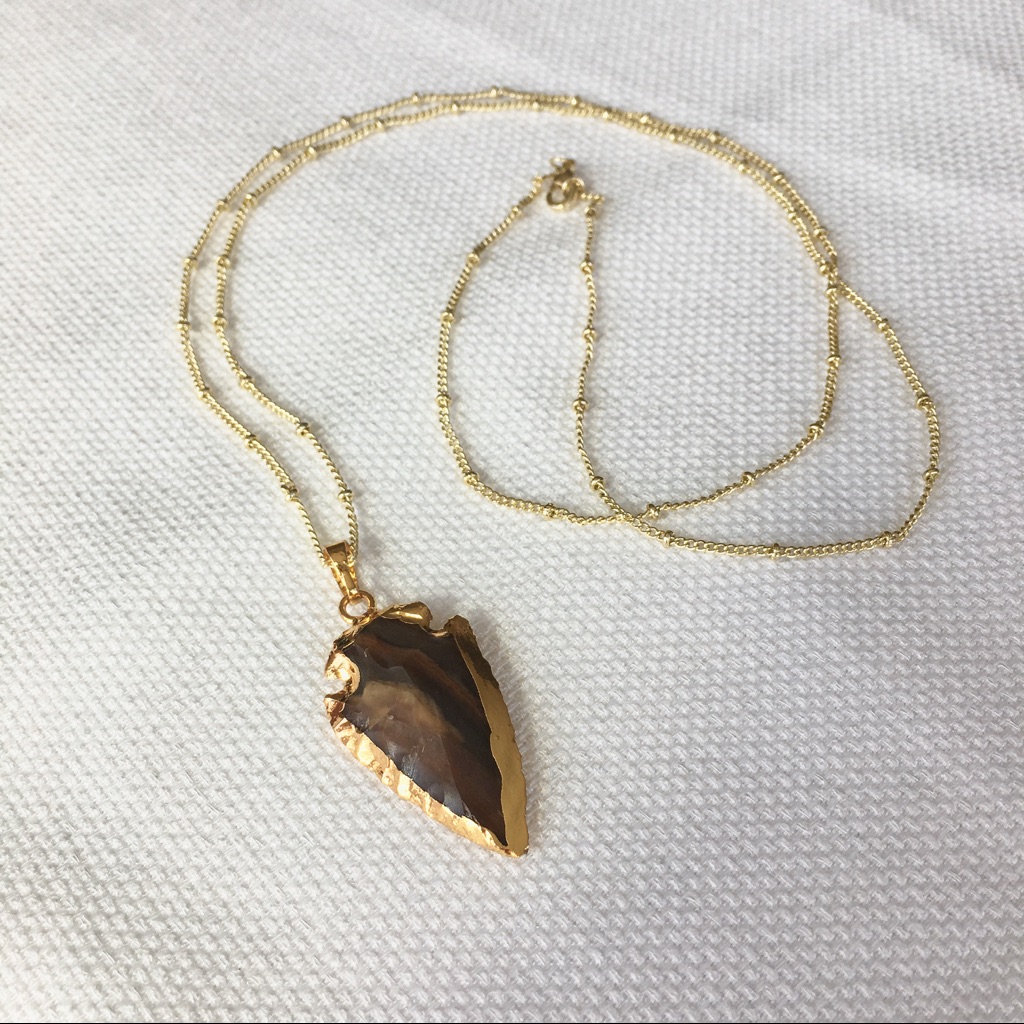 18kgold Slate Arrowhead Necklace